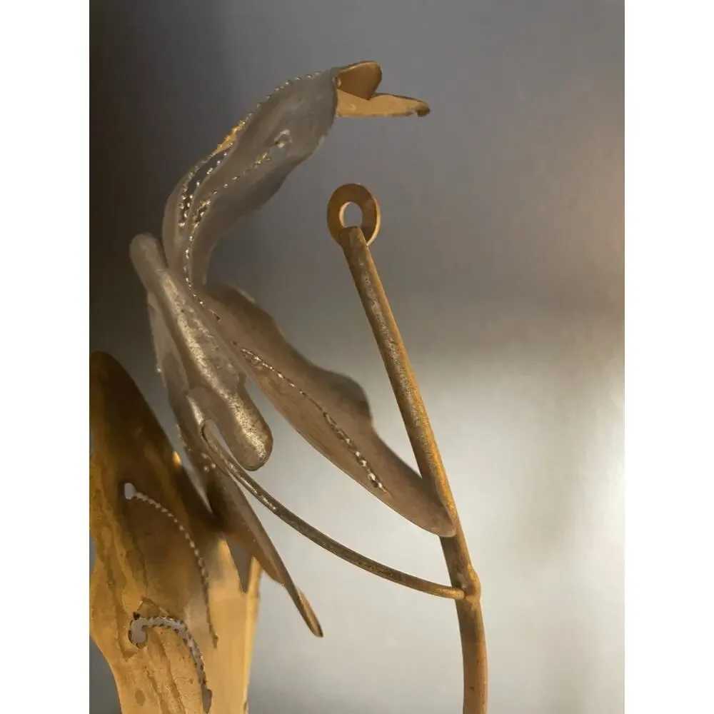 Vintage MCM Brass Butterfly Wall Candle Sconce 3 Taper Holders Hollywood Regency